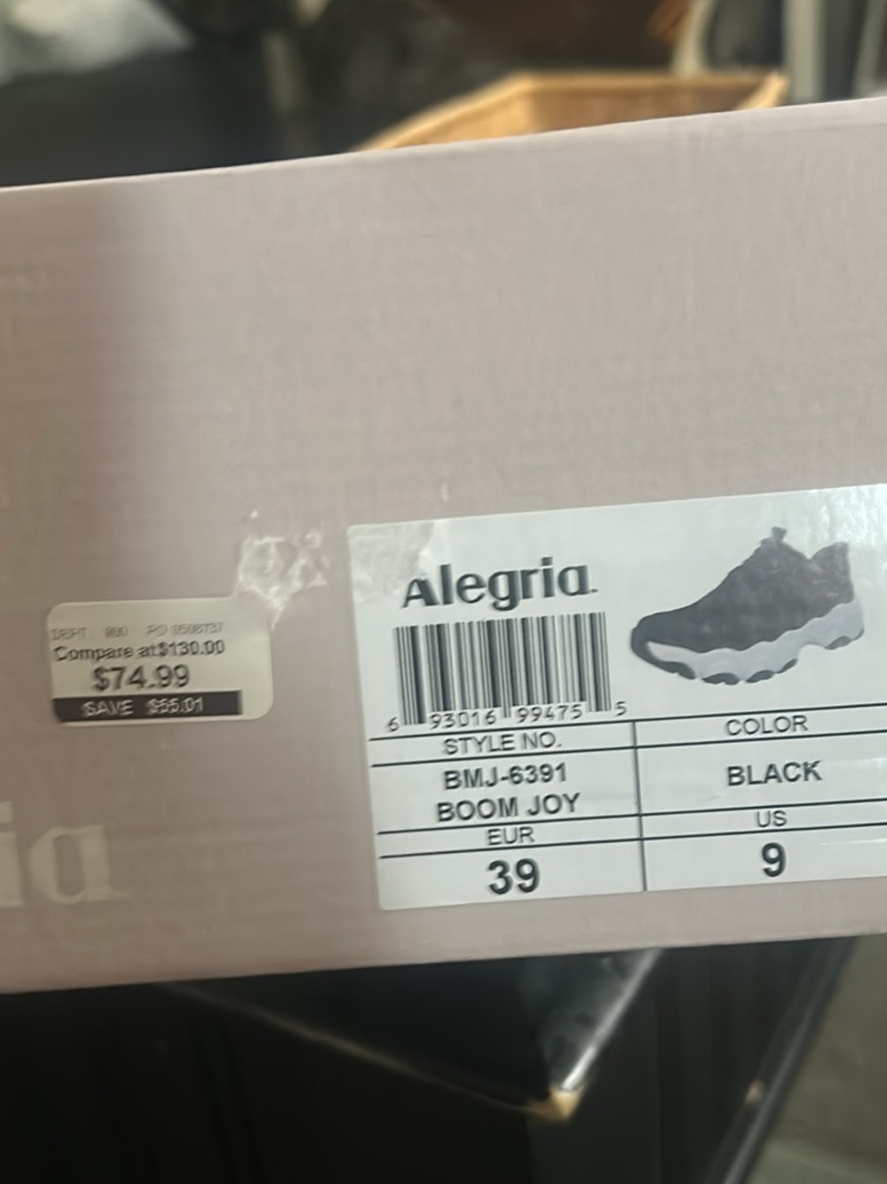 Alegria Boom Joy Shoe Box Label - Black